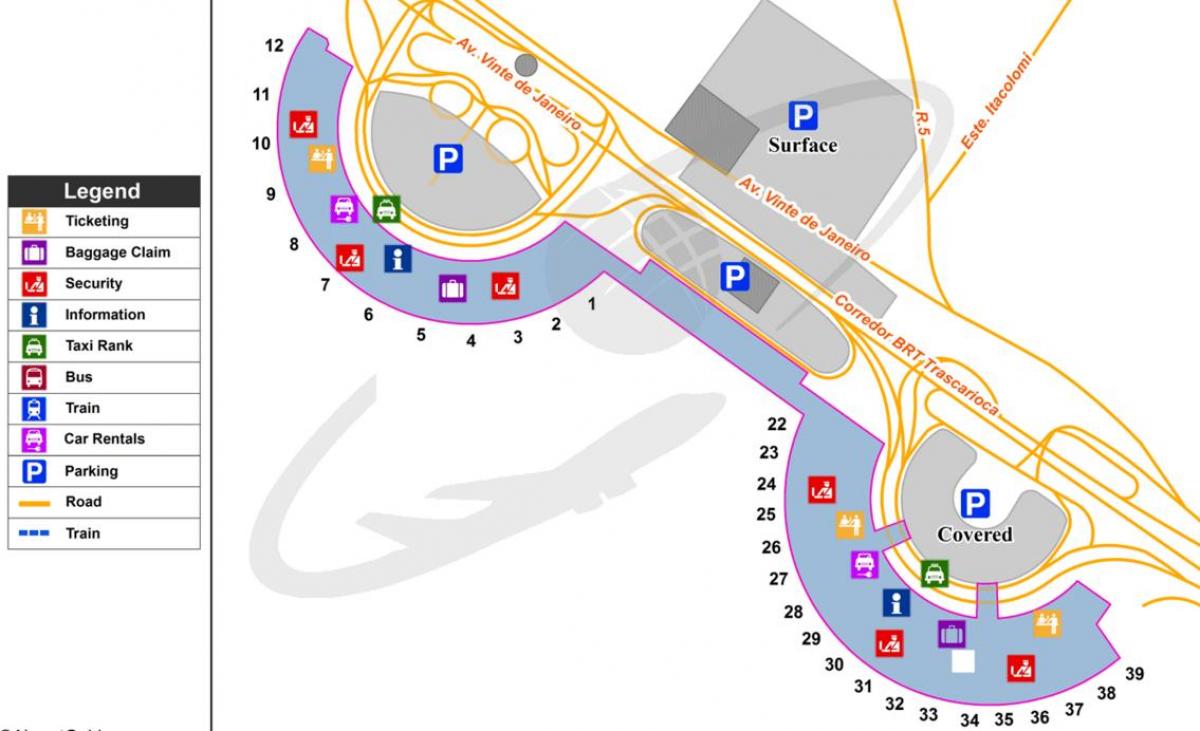 Map of International airport of Rio de Janeiro