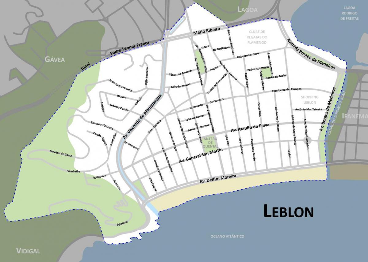 Map of Leblon beach
