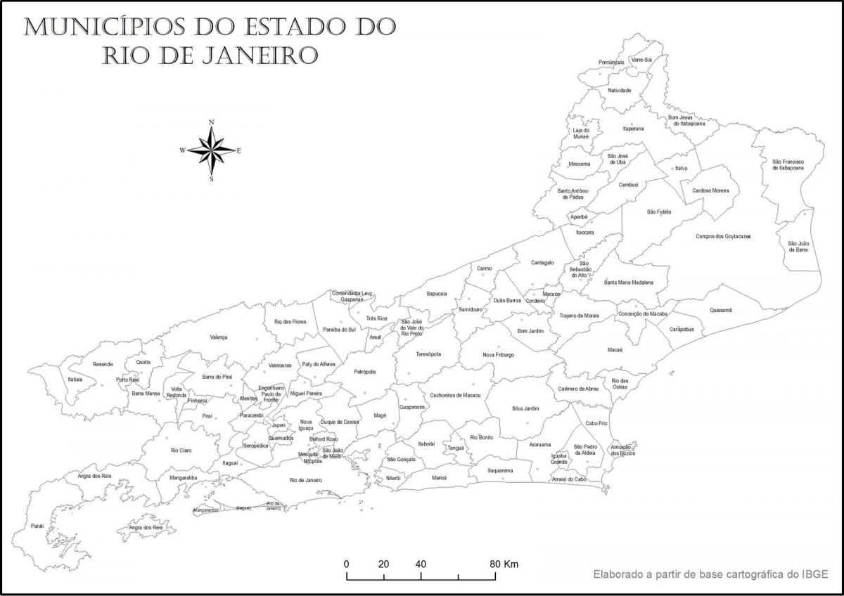 Map of Rio de Janeiro black and white