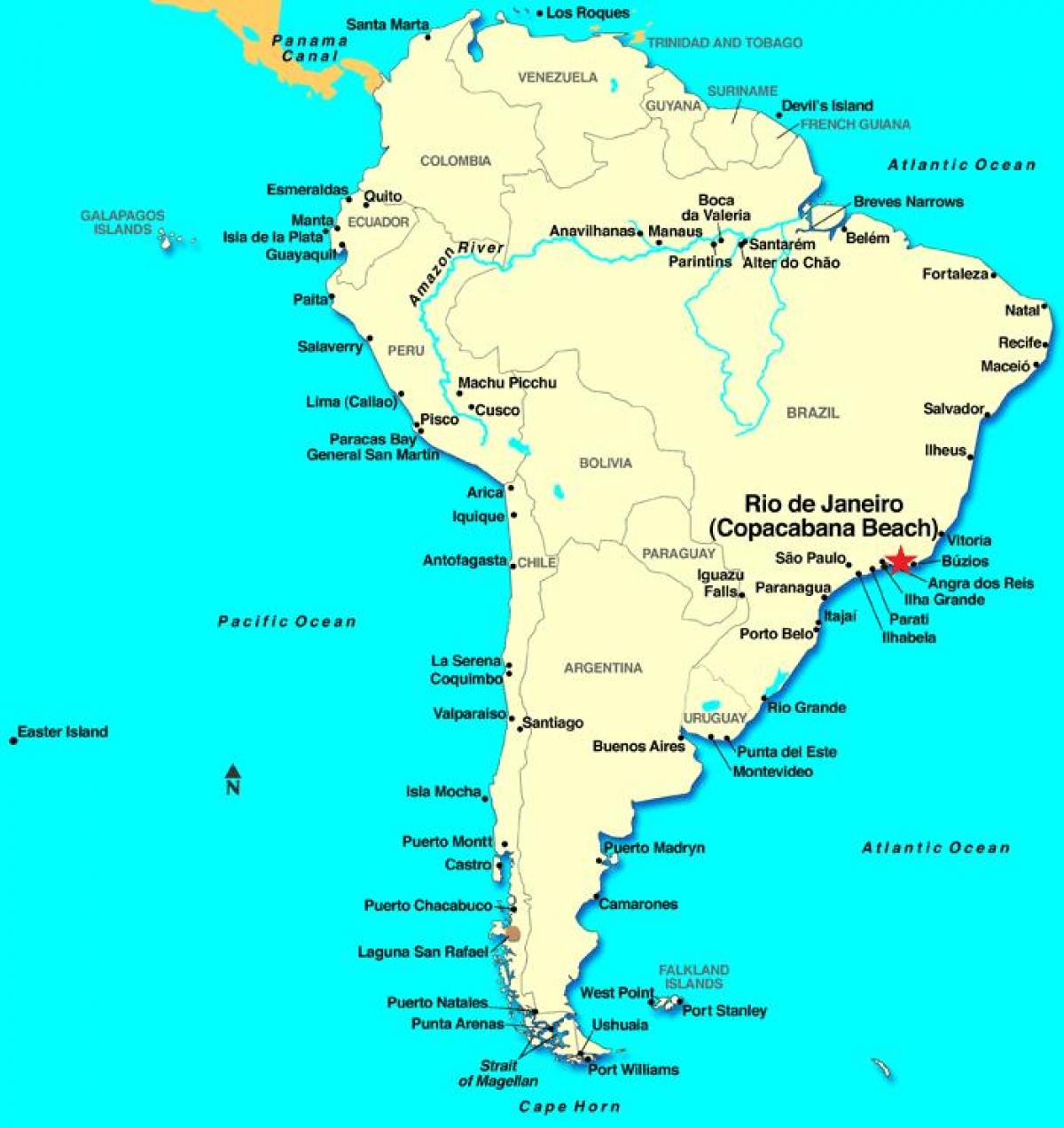 Map of Rio de Janeiro in South America