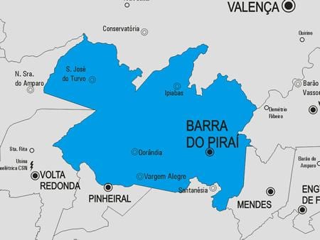 Map of Barra do Piraí municipality