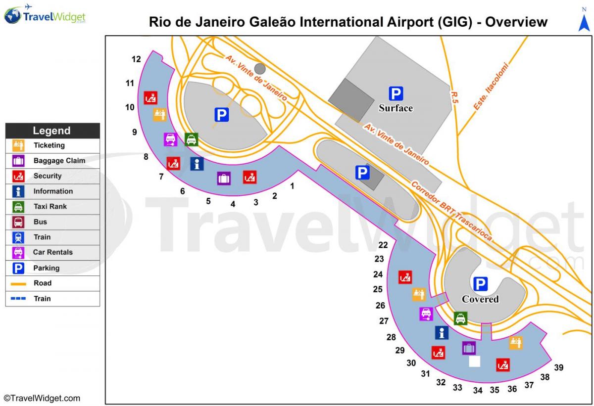 Map of Galeão airport terminal