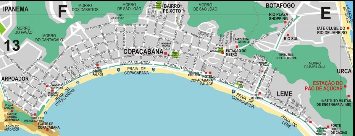 Map of Leme beach