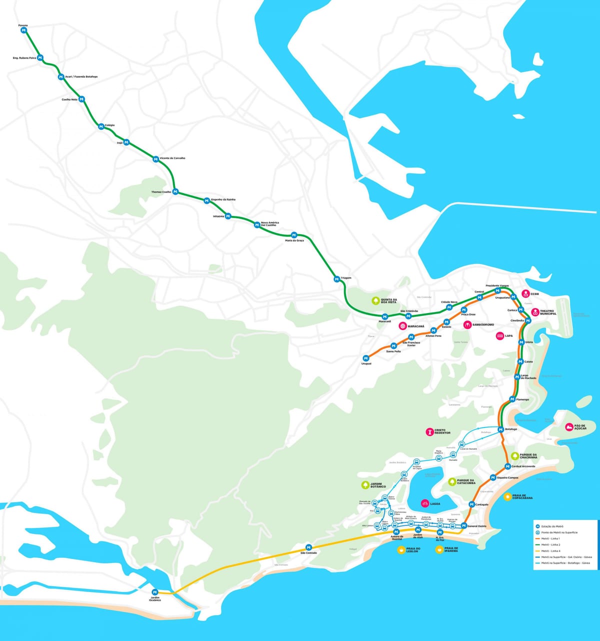 Map of métro Rio de Janeiro