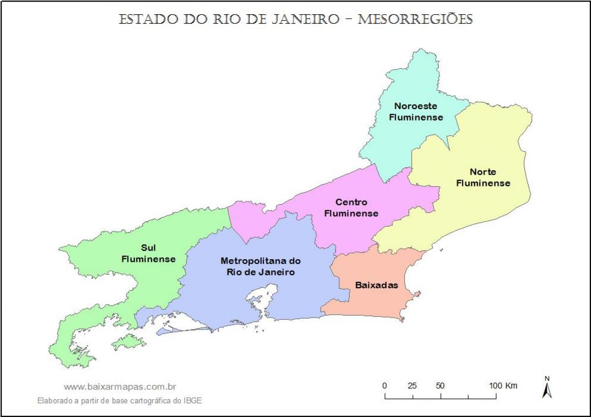 Map of mesoregions Rio de Janeiro
