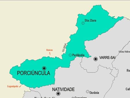 Map of Porciúncula municipality