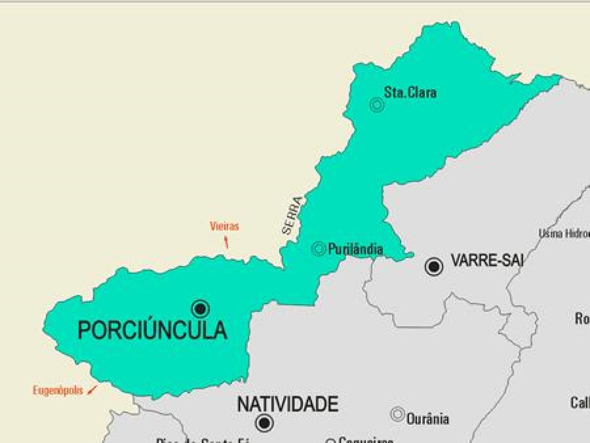 Map of Porciúncula municipality