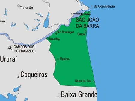 Map of São João da Barra municipality