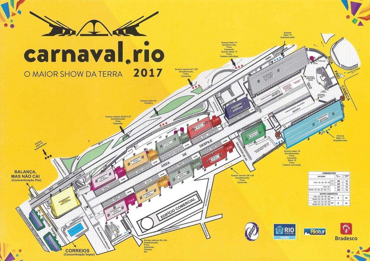 Map of Sambodrome Marquês de Sapucaí