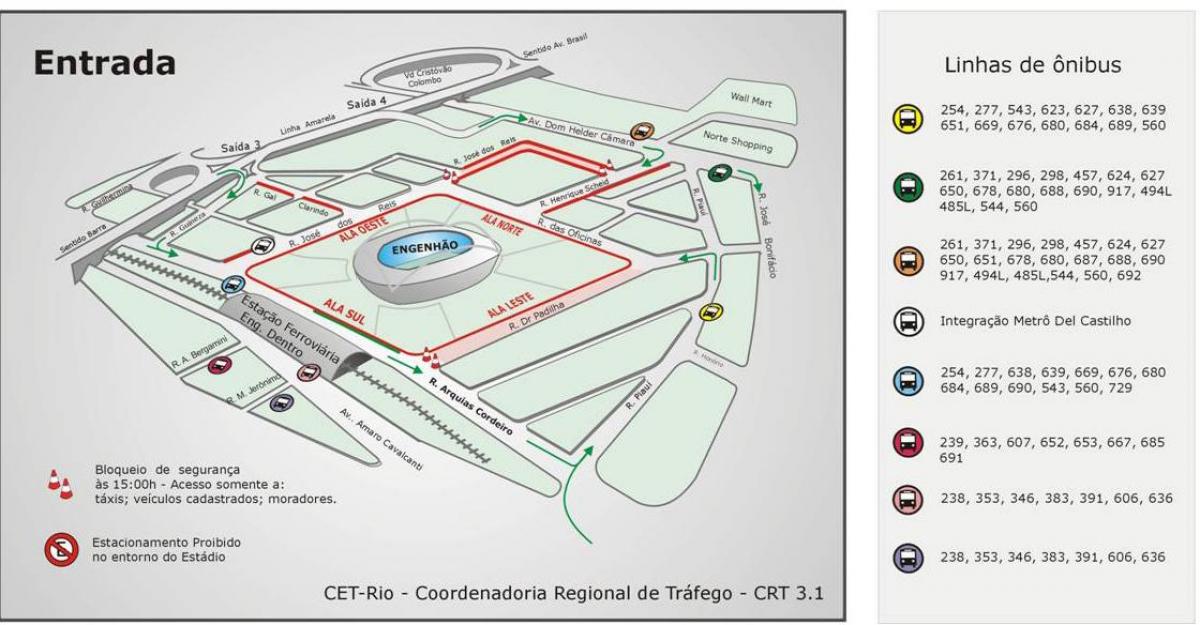 Map of stadium Engenhão transports