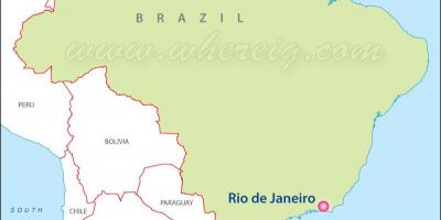 Map of Rio de Janeiro on Brazil