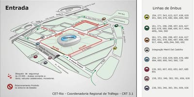 Map of stadium Engenhão transports