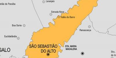 Map of São Sebastião do Alto municipality