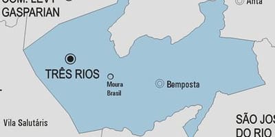 Map of Três Rios municipality